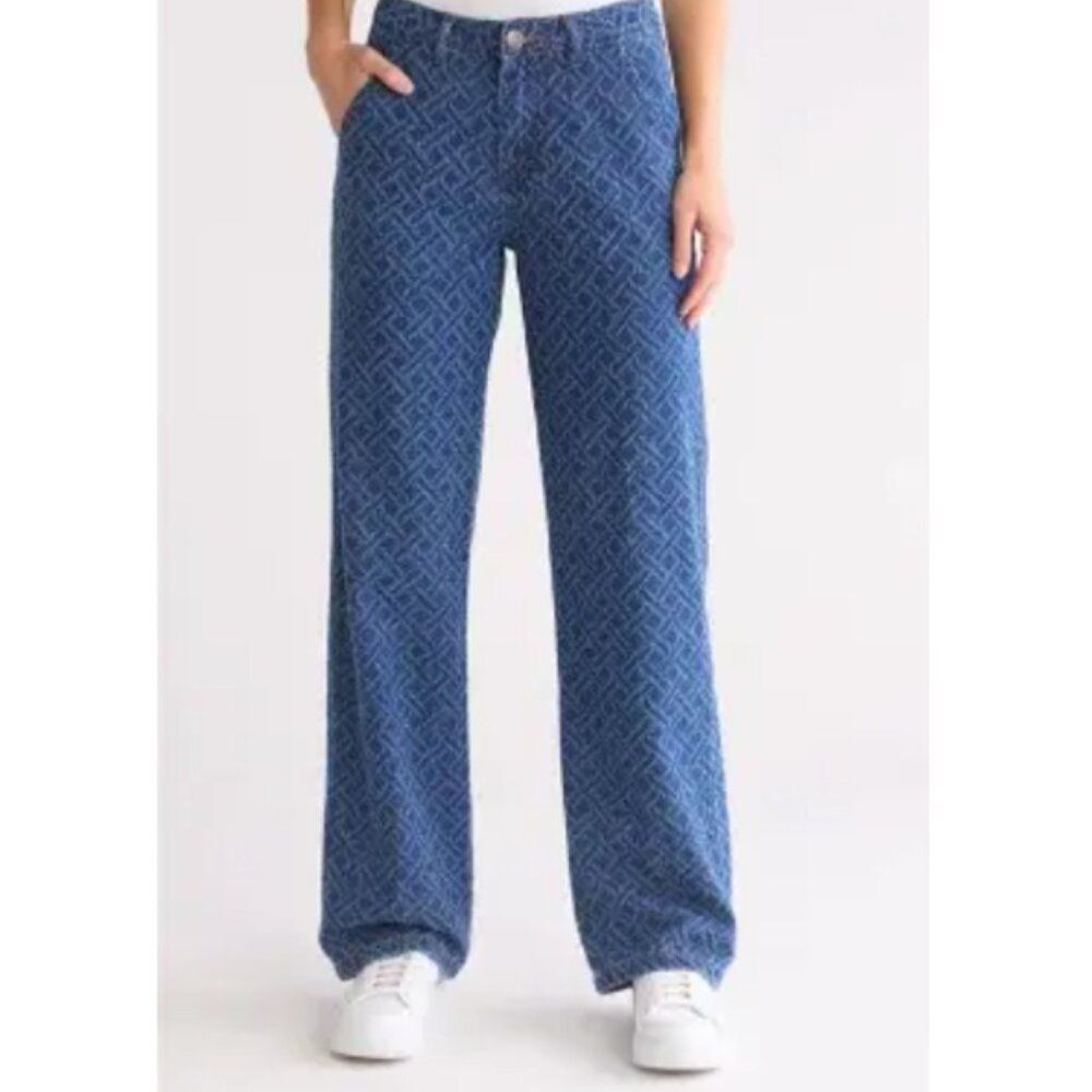 Nordstrom Flying Angel Blue Embroidered Wide Leg Jeans - Size 27